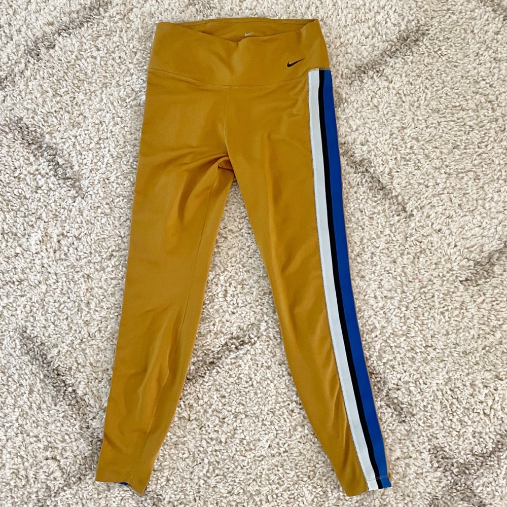 NIKE : Mustard Striped Yoga / Workout Leggings